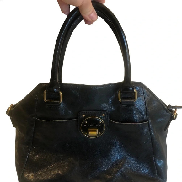 Vintage Y2k Elliott Lucca black leather crossbody handbag purse Fall Classic - Picture 5 of 9